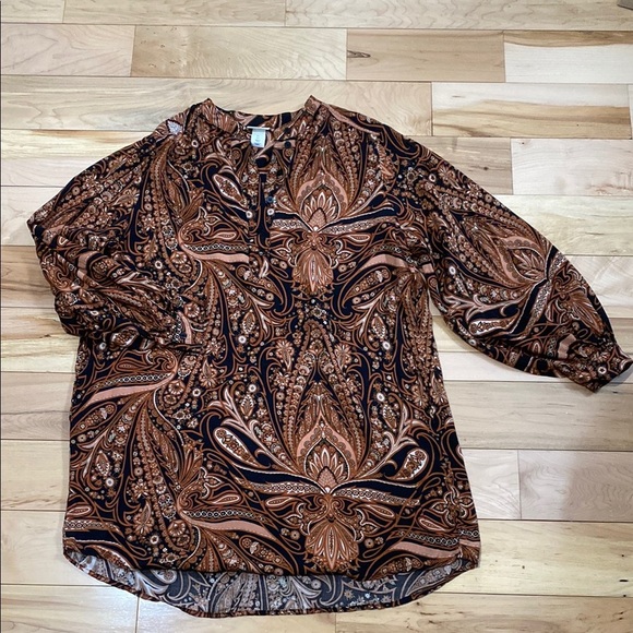 Richard Allen x H&M Paisley Print Tunic in Brown and Black - Picture 1 of 13